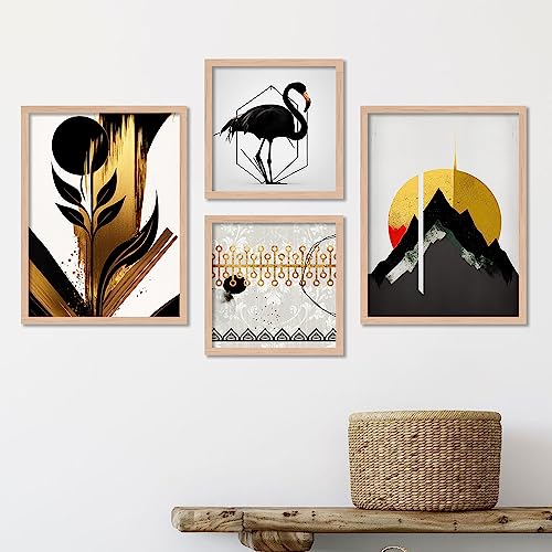 Image of kotart Minimal Colorful Abstract Modern Art Wall Painting with Frame for Living Room Bedroom Hall Office - Framed Painting for Wall Decoration - Wall Decor for Home - Pack of 4 (Art 1, Small (10x13 or 10x10 inch))