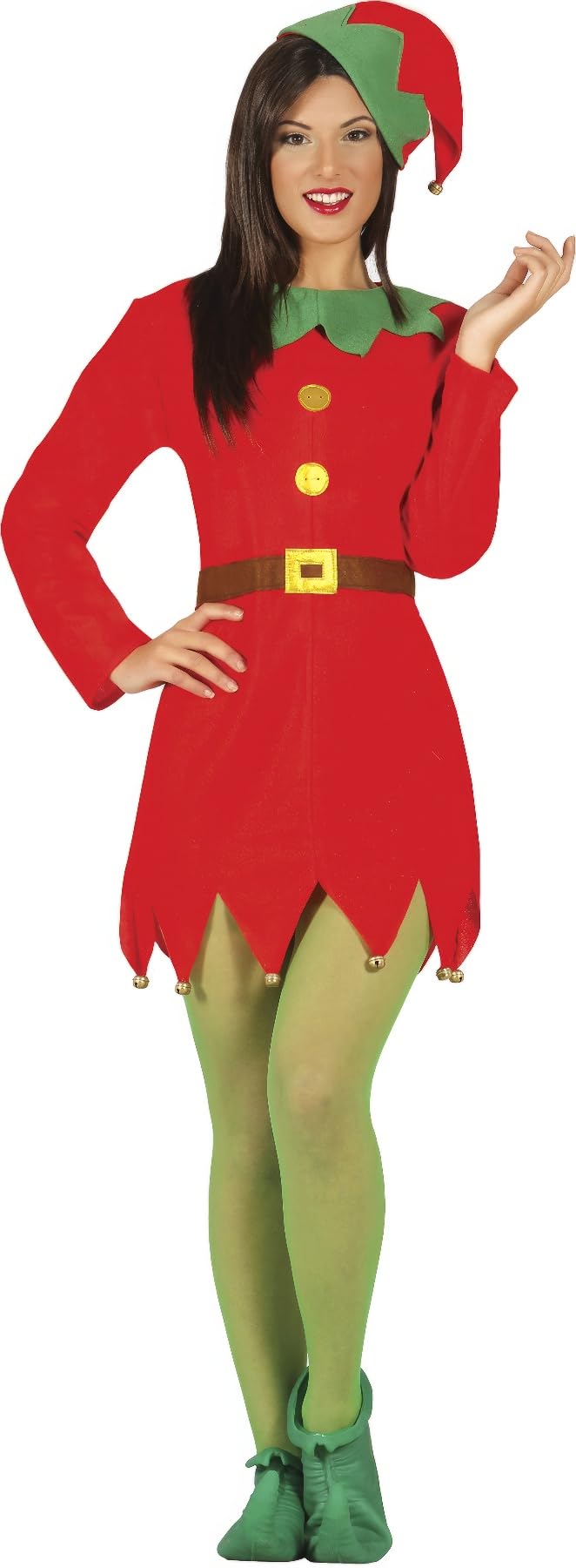| Adult Elf Fancy Dress Costume - Hat and Dress - Christmas, Fairy Tale and Fairy Costumes for New Year Parties and Celebrations - Ideal for Women
