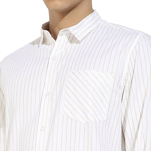 Image of CAHOOT Men's Button Up Regular Fit Shirt for Casual Wear | Regular Sleeve | Spread Collar | Button Closure | Shirts Crafted with Comfort Fit for Everyday Wear