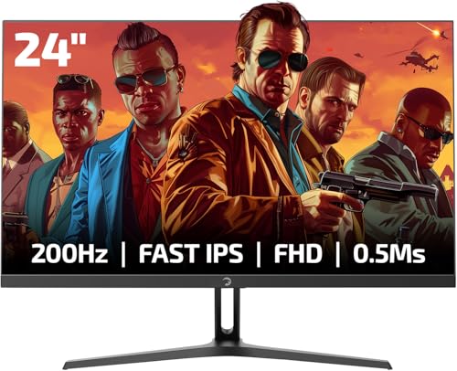 Game Power Bull T10 24 Inch 200Hz Gaming Monitor, 1920x1080p FHD, HDR, Adaptive Sync, Frameless...