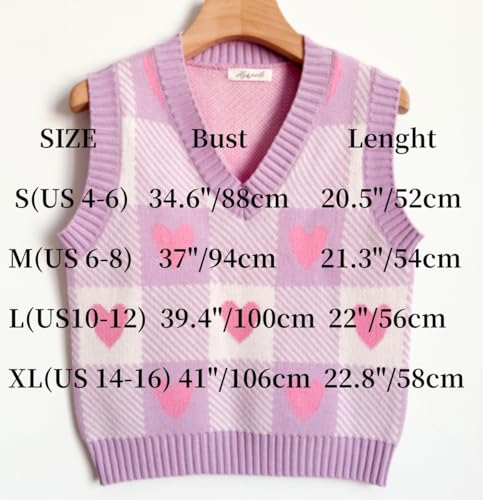 Image of Women's Sweater Vest,Y2K Sleeveless Pattern Preppy Style Knitted Crop Tank Top for Girl
