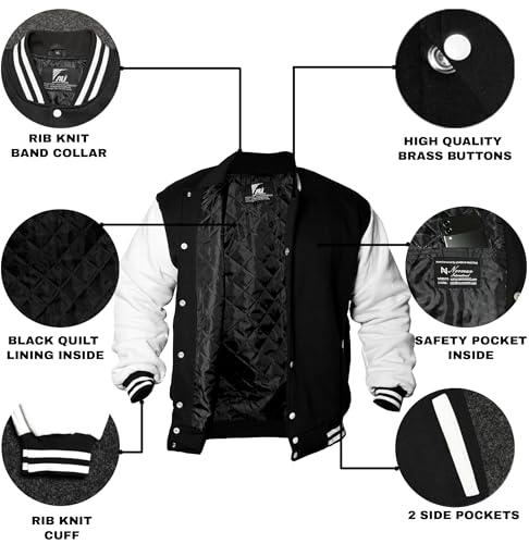 Men's Fashion Varsity Jacket Causal Slim Fit Cotton Letterman Baseball Bomber Jackets4