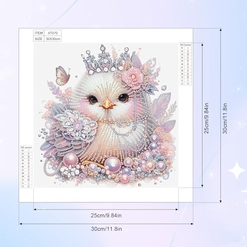 Image of AiYuanzsh 5D Special Shape Diamond Art Kits for Beginners, Diamond Art Kits for Adults Noble Chicken Pattern, Crystal Rhinestones Diamond Painting for Home Wall Decoration Gift 12x12inch