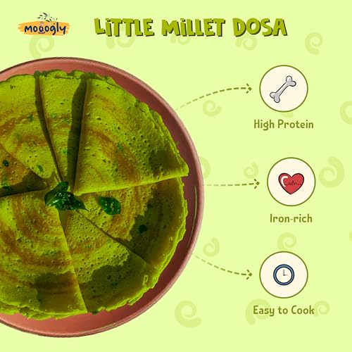 Image of Little Millet Dosa Mix 200g - Instant Breakfast Dosa Mix | No Preservatives | Made with Spinach, Banana Stem & Urad Dal | High Protein, Iron-Rich, Fiber-Packed |No Maida| Ready to Cook Healthy Chilla Mix