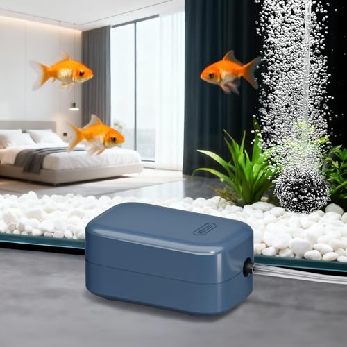 FKSC Aquarium Air Pump, Quiet Aerator Pump for Up to 50 Gallon Fish Tanks, Complete Bubbler Kit for Small Aquariums