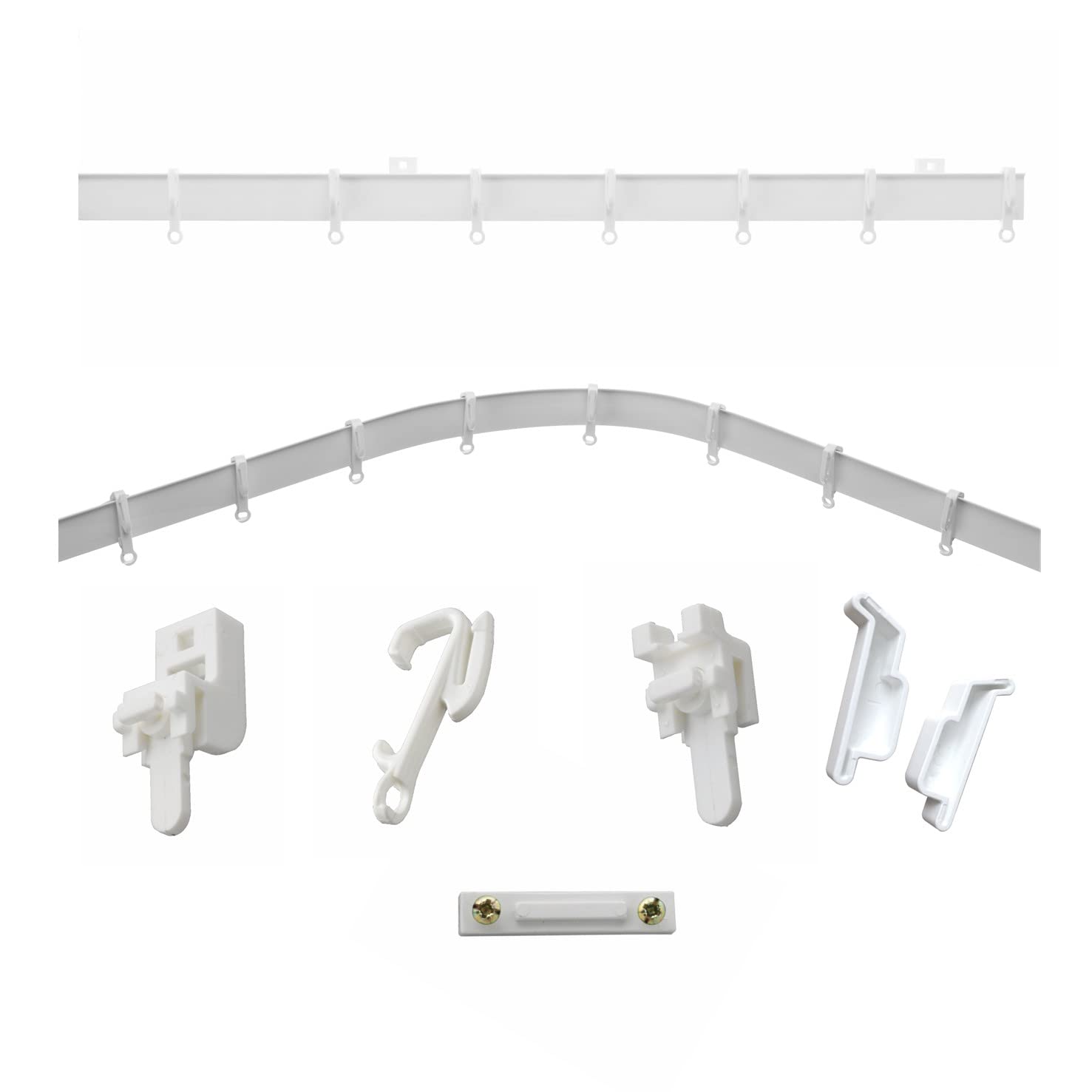 Swish White Aluglyde Aluminium Track Complete With Fittings, (200Cm Wide)