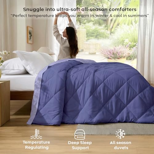 Image of AYKA Reversible AC Comforter 150 GSM Lightweight Microfiber Summer Blanket for Single Bed (60x90 Inches) | Soft Cooling Quilt, Breathable All Season Duvet for AC Room | Lavender & Blueberry