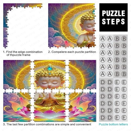 Puzzle de Buda de 1000 piezas, formato 38x26cm para enfoque zen 4