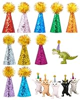 YUEXNKO Kleine Party Kegel Hut, 10 Stück Party Kegel Hat, Partyhut Kegel, Geburtstag Partyhüt Deko, Bunt Partyhut Dekoration, Kegel Hut Geburtstag mit Glitzer Pompons