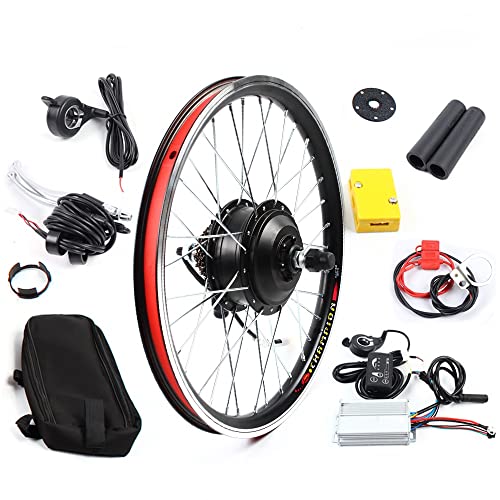 20" Rear Wheel Hub Electric Bike Conversion Kit, 36V 250W E-Bike Powerful Hub Motor Kit with SW-810LED Display Waterproof Wire Front Wheel Hub Assembly Motor Kit (US Stock)