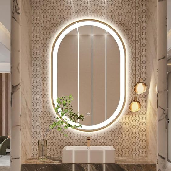 Buy PLAZZIO Glass Capsule Wall Led Mirror For Bathroom, Wash Basin With