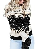 LookbookStore Women Winter Funny Holiday Knit Sweaters for Women Crewneck Long Sleeves Ugly Christmas Snowflake Black Knit Sweater Pullover Tops Size Medium