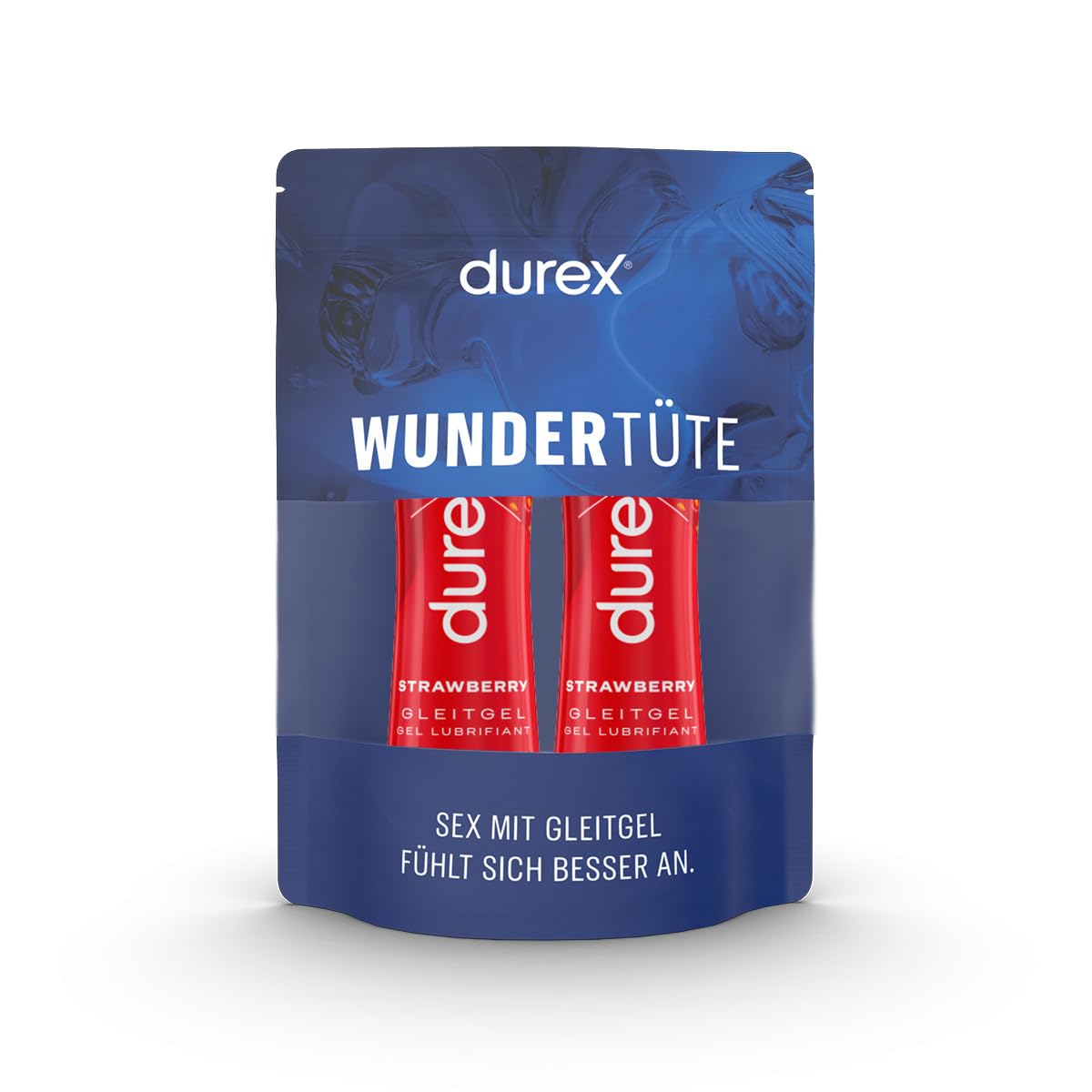 Durex Erdbeere Gleitgel – Wasserbasis, fruchtig-süßer Duft, 2x50 ml