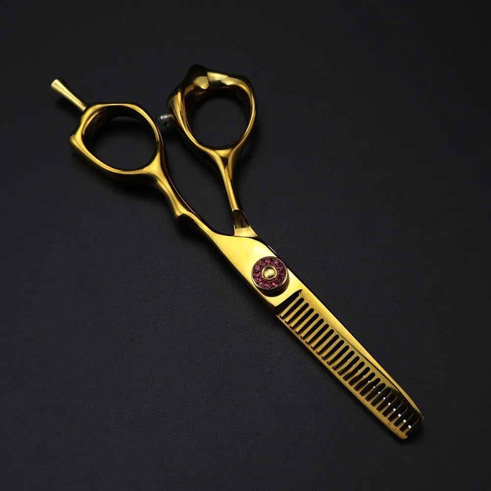 Haarschneideschere, 5 Zoll Professionelle Stahlschere, Goldene Haarschere, Haarschnitt, Effilierwerkzeug, Friseurscheren-Set