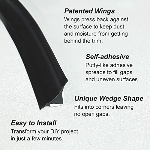 Image of InstaTrim Flexible, Self-Adhesive Caulk Complete Kit, 3 /4 inch x 50', Black