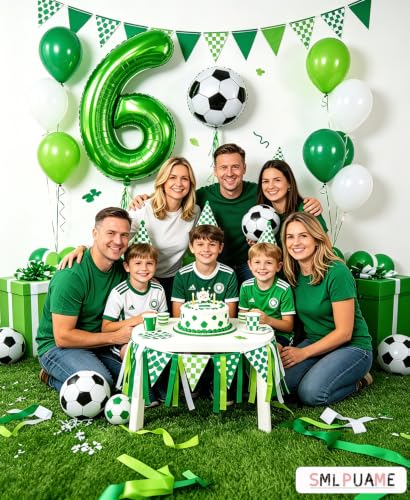 Image of 40 Inch Green Number 6 Balloon, 6th Birthday Decoration Boys Girls