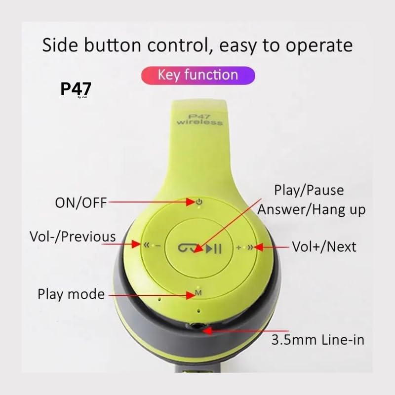 Image of P47 Wireless iC-06 Headphone with Mic & SD Card Slot Bluetooth Headset