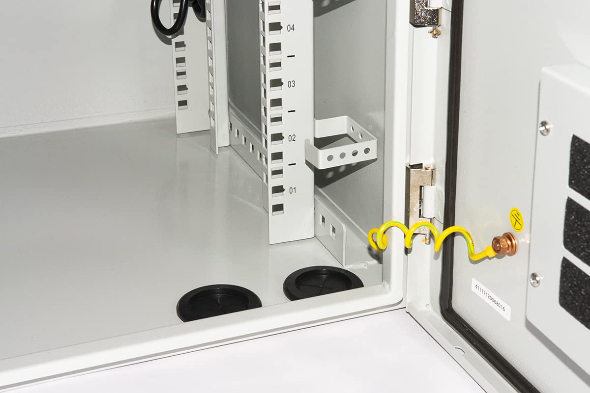 Link LK190945IP Armadio Rack 19 Pollici 9U Per Reti Da Esterno Classe Protezione Ip55 Con Ventole Filtrate, Grigio Chiaro, 600 x 450 x 467 mm