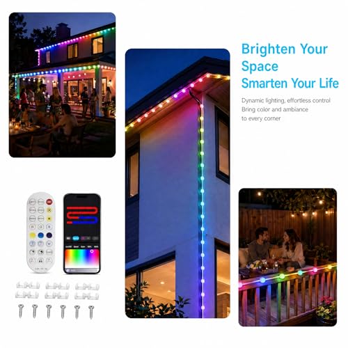 Luces exteriores inteligentes RGB 100FT impermeables miniatura 2