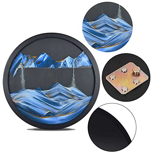 17.3'' Moving Sand Art Decor, 3D Sand Art Liquid Motion 360° Rotating Wall Mounted Sand Painting Art Living Room Decoration, Glass Crafts For Relaxing Mood, Home Office Decor #TOP2