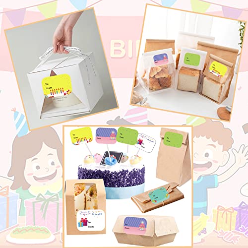 Happy Birthday Present Stickers 1.5 x 2 Inch Happy Birthday to from Gift Labels - 300 Pcs Happy Birthdays Stickers for Birthdays Party Favors,Shower,Christmas Festival Holiday Presents 6 Designs - Thumbnail 4