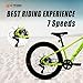 Fat Tire Mountain Bike 24 inch, 7 Speeds, with High Carbon Steel Frame, Double Disc Brake Fat Tire Bicycle (Yellow-Green)