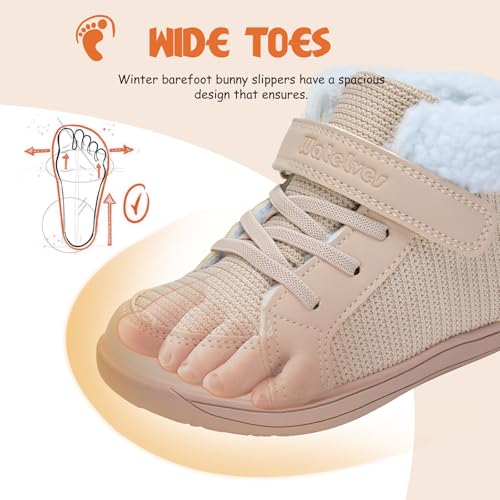 WateLves Toddler Little Kids Wide Barefoot Shoes Boys Girls Winter High Top Minimalist Sneakers Faux Fur Ankle Boots Warm Walking Shoes for Indoor Outdoor | Naturally Splay | Flexible Fit4
