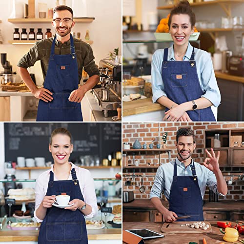 Lazynice Unisex Aldult Jeans Apron For Men, Women Apron Chef Cotton Denim Apron With 3 Pockets Kitchen Cooking Baking Wear, Gardening,Painting, Bbq, Art,Diy,Drawing (Unisex Apron Aldults) #TOP6