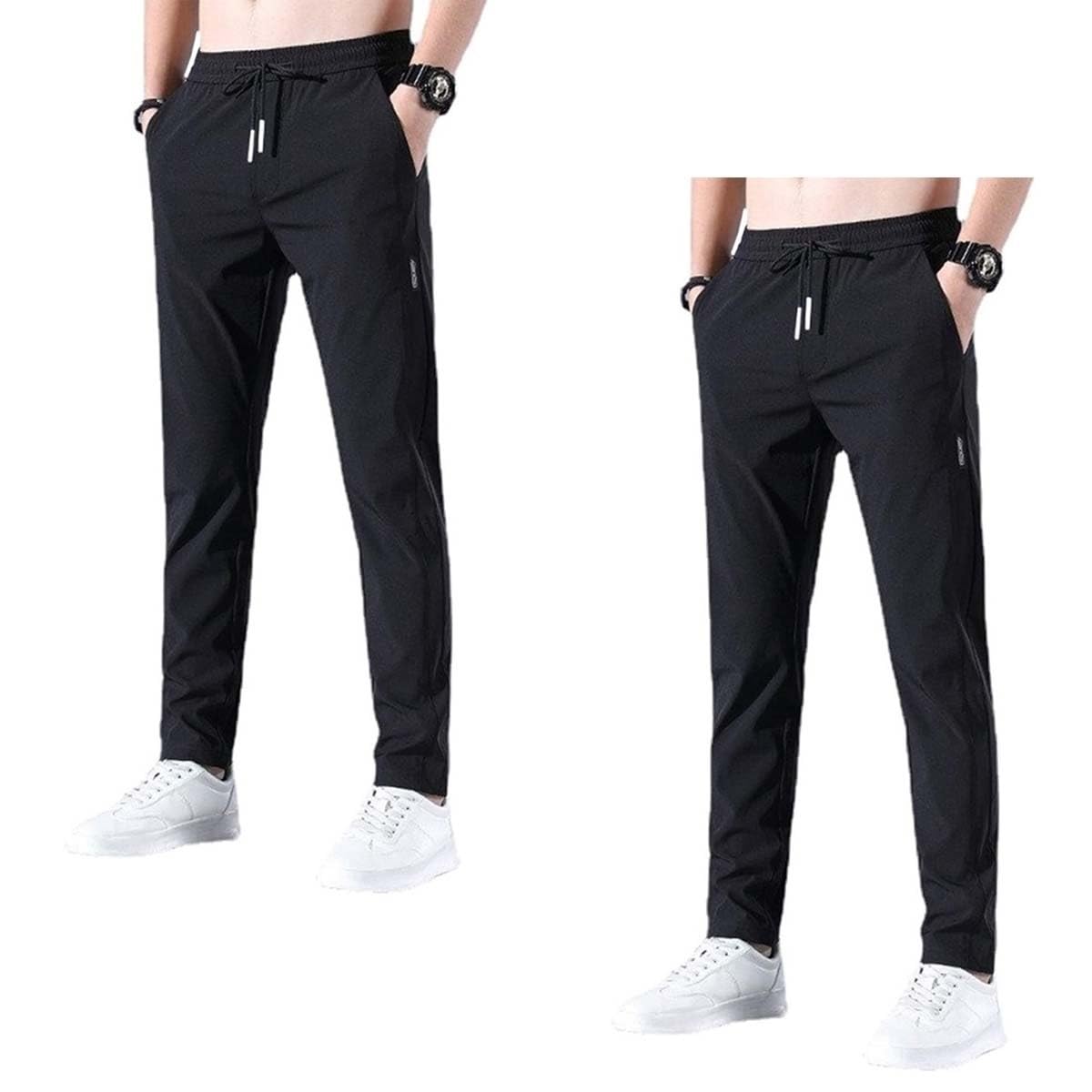 GOUJIAN Men's Jogging Bottoms Long Sports Lightweight Breathable Training Fitness Leisure Sweatpants Streetwear Trousers S-5XL sweatpants(Black+Black,5XL)