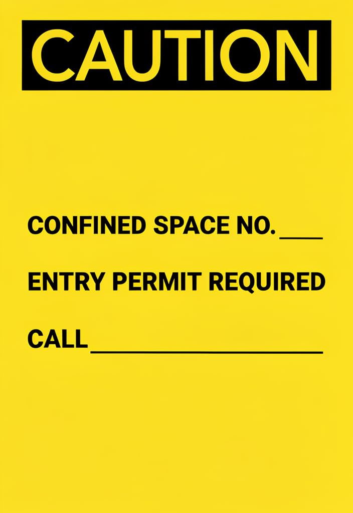 peiyeety CAUTION Confined Space Permit Required Tin Sign 12x8 Inch Yellow Safety Metal Wall Plaque, Industrial Warning Decor for Workplace, Garage, Shop, Warehouse, Construction Site Gift