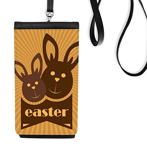 Portefeuille téléphone suspendu en cadeau de Pâques chrétien avec mignon lapin brun
