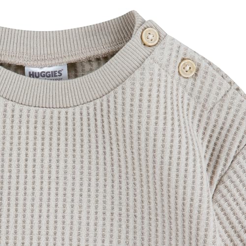 HUGGIES Waffle Knit Crewneck Sweatshirt and Pants 2-Piece Outfit Set - image 5