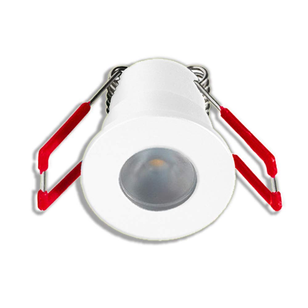 1W LED Mini Einbaustrahler, Aluminium, IP65 Wassergeschützt, 3000K Warmweiß, Dimmbar, Mini-Einbauleuchten für Innen- und Außen, ideal für Terrassendach, Bad, Dusche uvm (Weiss, 12er-Set)