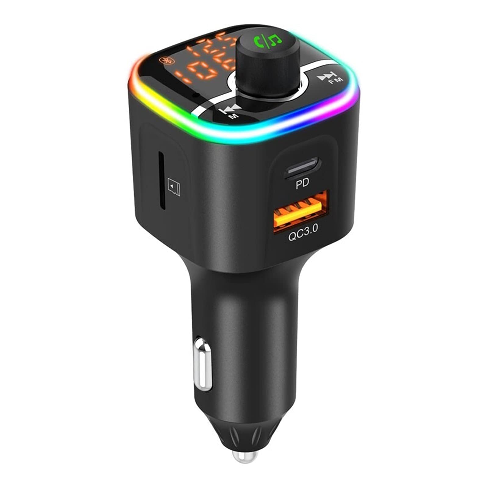 Adattatore Audio Bluetooth. FM. Modulatore Wireless del trasmettitore. MP3. Giocatore BC68. Auto QC3.0 PD USB. Caricatore Veloce Bluetooth Vivafree Kit Lampada Atmosfera Colorata