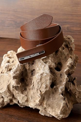 Image of Louis Philippe Men's 100% Italian Leather Shiny Nickel Buckle Formal Profile Belt