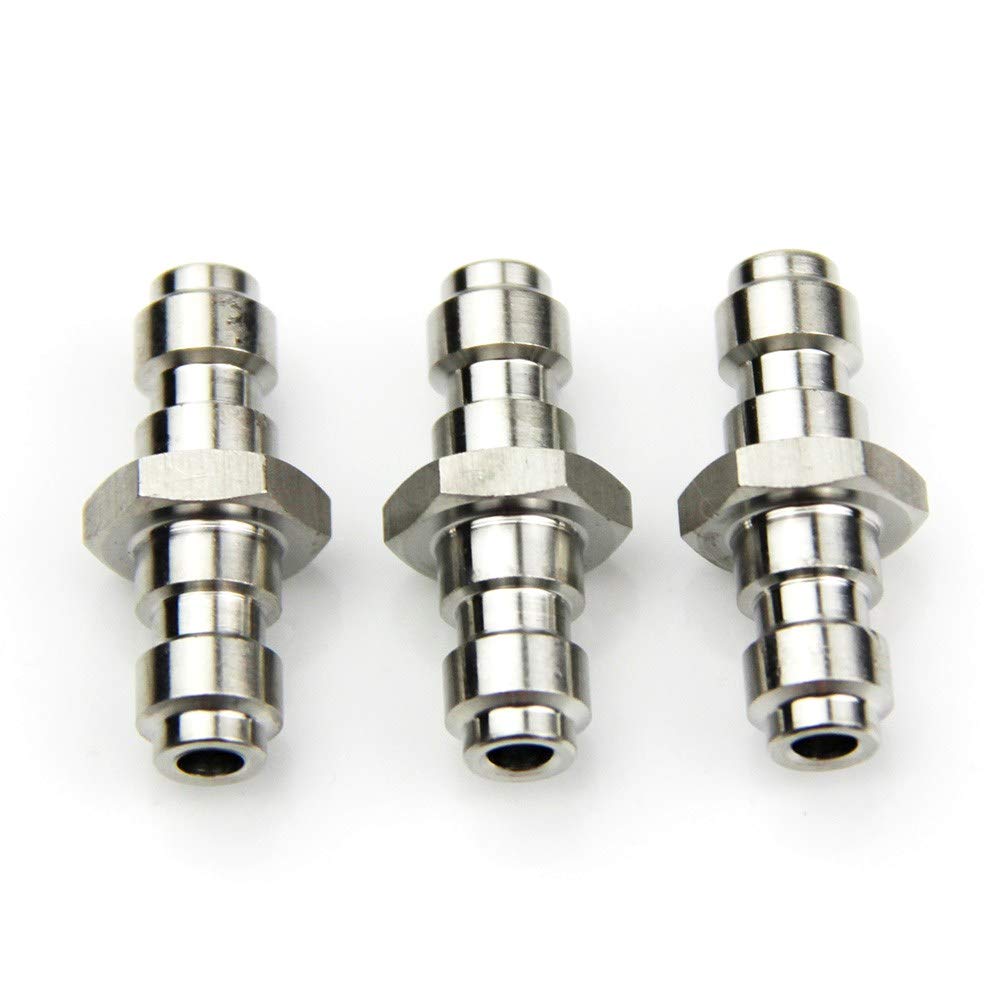 UP100 Stainless Steel Quick Coupling Connector Fittings, 30MM Length, 8MM Fill Nipple, 3 Pack, 4500PSI, for Hose Pipe Setup