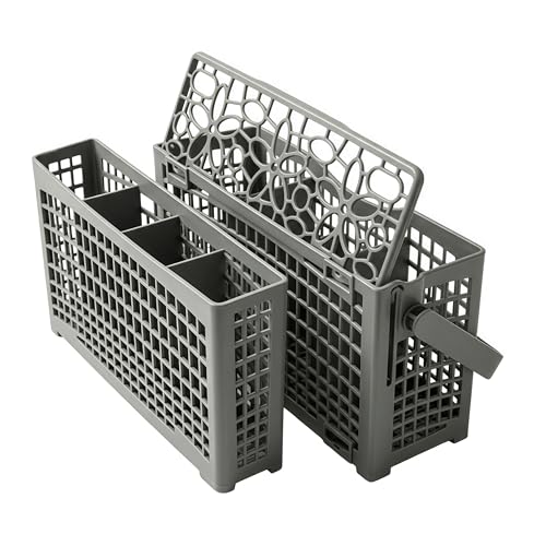 Universal Dishwasher Silverware Basket Replacement: 2-in-1 Detachable w/Lid & Handle High-Flow Mesh for Fast Rinse & Drain - Compatible with Bosch Maytag Whirlpool KitchenAid LG Samsung GE