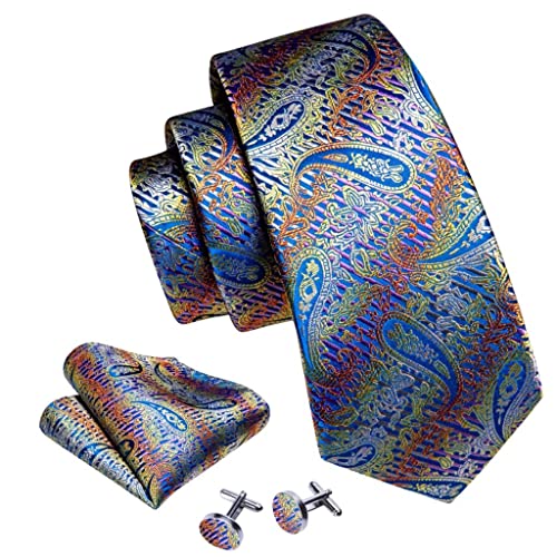 Set corbata, pañuelo y gemelos de seda para hombre