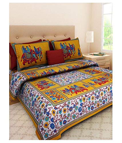 Shilpi Impex100% Cotton Bedsheets for Double Bed with 2 Pillow Covers