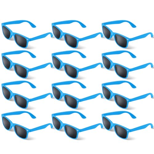 ANPUNAT 12 Pack Party Sunglasses in Bulk for Birthday Party Beach Pool Party Travel Picnic Party Goody Bag Fillers (Blue)
