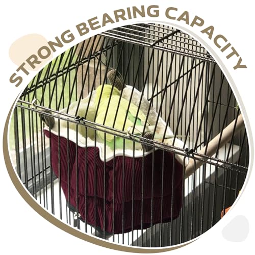 Image of QBLEEV Bird Nest House Winter Warm Bird Bed for Cage Hanging Bird Hammock Soft Plush Snuggle Hut Tent, Parrot Cage Accessories Birds Hideaway Sleeping Bed (Red, Large)