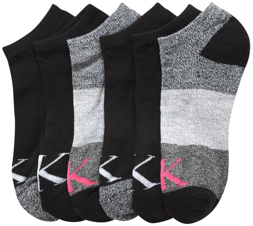 Image of Calvin Klein Womens No Show Socks - 6 Pack Breathable Cotton Blend Athletic Performance Low Cut Running Socks for Women