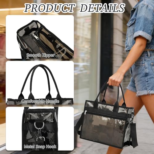 Image of Fammart Clear Bags Stadium Approved, Jelly Tote Bag for Women with Zipper, Crossbody Bag with Adjustable Strap for Work