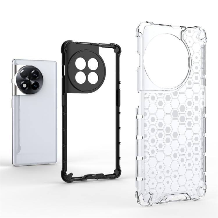 Image of Lustree TPU Honey Comb Armor Shock Proof Back Cover for for Oneplus 11R 5G (Transparent)