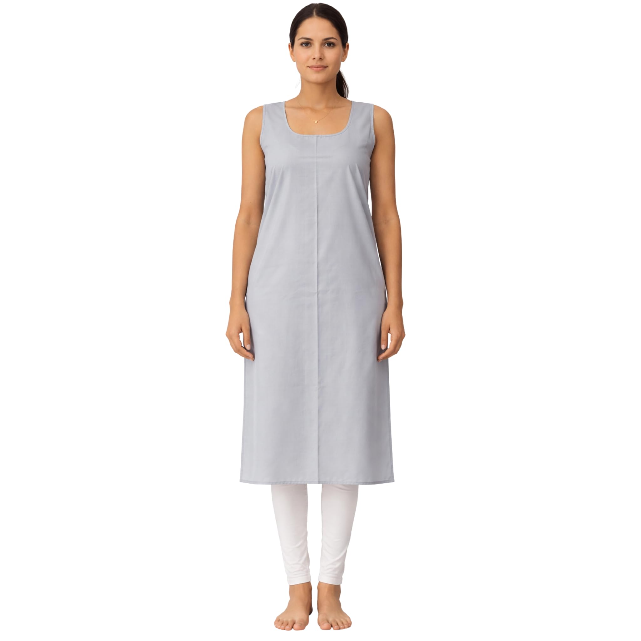 Women Cotton Blend Full Length Inner Slip for Sheer Kurtis & Dresses | Sleeveless Camisole with 20 Inch Side Slit | 40 Inch Long | Size S–7XL-image-46