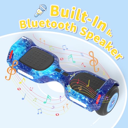 Image of SIMATE 6.5 inch Bluetooth Scooter, LED Lights & APP & Music Speaker, Long Battery Life, Gifts for Kids & Adults & Girls & Boys, for All Ages