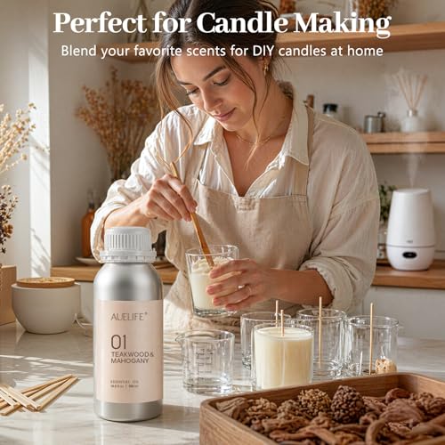 Image of Auelife 16.9oz (500 ml) Mint & Eucalyptus Essential Oils for Diffusers for Home, Large Aluminum Bottle Fragrance Oil for Candle & Soap Making, Aromatherapy Oil for DIY Scents & Home Fragrance