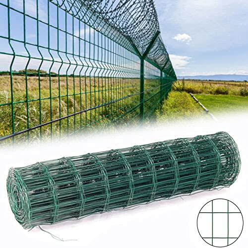 Garden Fence Green PVC Coated Wire Mesh Fencing Rolls 0.9m x 10m Hot Dipped Galvanized Netting 100mm x 75mm Hole Size Holland Wire mesh Anti-Rust Chicken Wire Fencing for Garden Outdoor