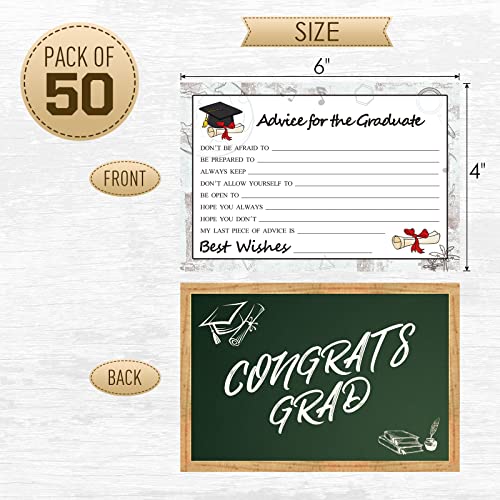 Image of Graduation Wish & Advice Cards - 50PCs Graduate Party Supplies Advice Card for Class of 2026 Graduations Party, Graduation Favors Cardes for High School /College /Senior School