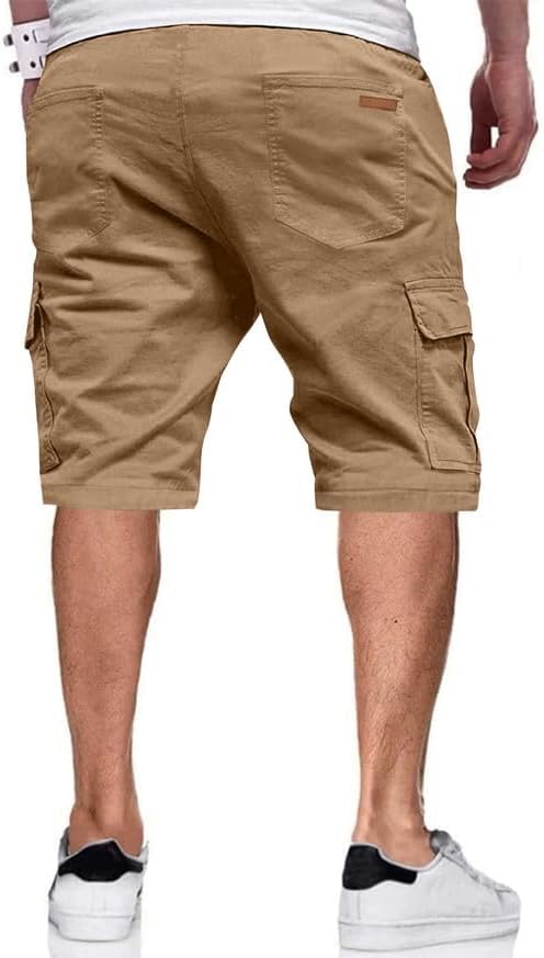JMIERR Mens Casual Cotton Twill Cargo Shorts Drawstring Classic Chino Stretch Short with 6 Pockets - Image 4